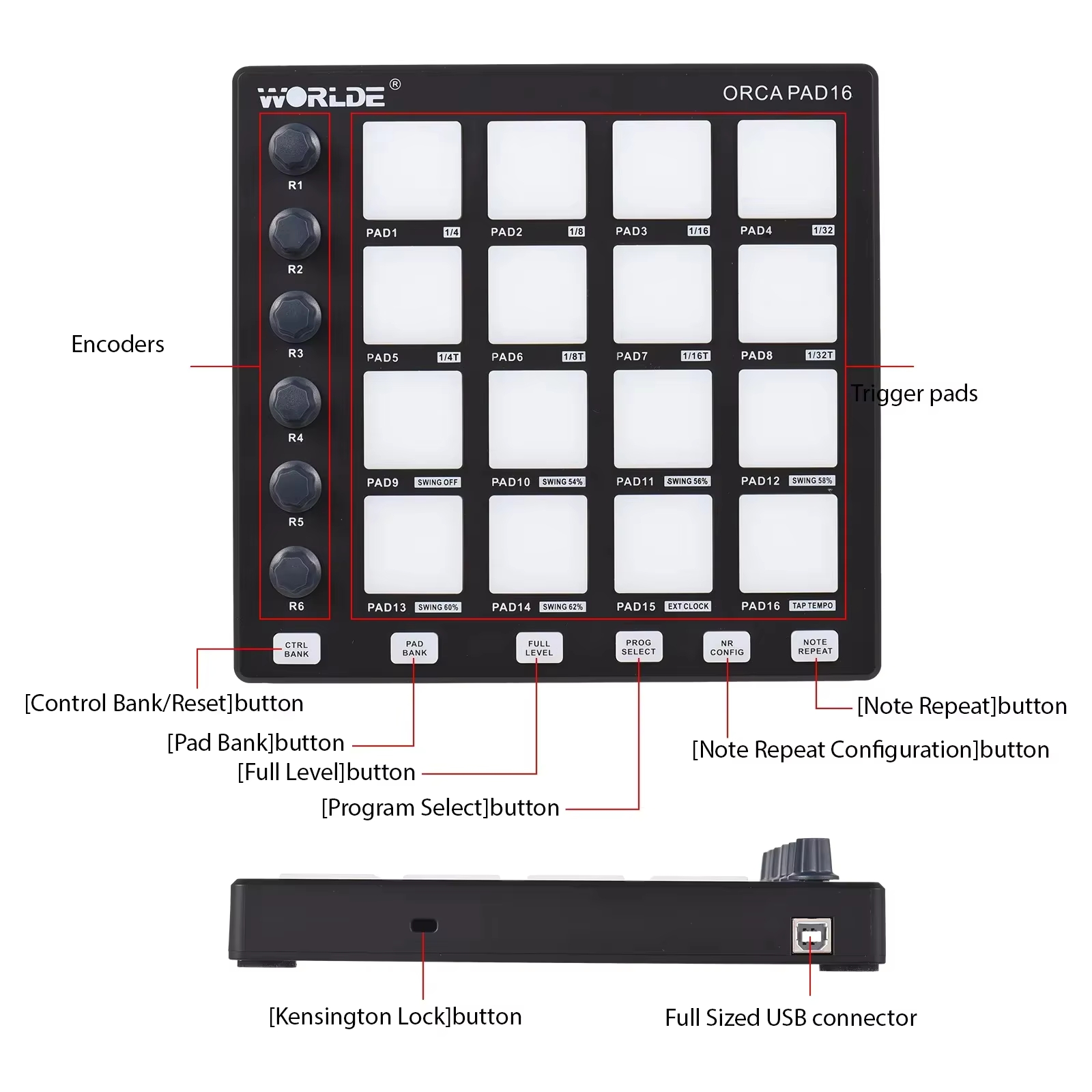 WORLDE ORCA PAD16 MIDI 컨트롤러 패드 - Midi Controller Pad 리뷰 및 가격